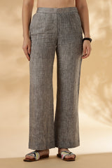 Grey Wide legged handwoven 100% linen trouser