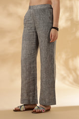 Grey Wide legged handwoven 100% linen trouser