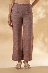 Salmon pink wide legged handwoven 100% linen trouser