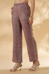 Salmon pink wide legged handwoven 100% linen trouser