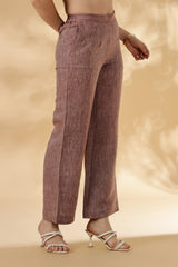 Salmon pink wide legged handwoven 100% linen trouser