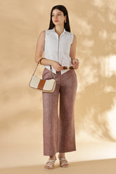 White collared formal Cotton zipper sleeveless vest