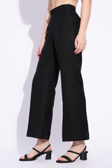 Black pure linen Wide legged trousers