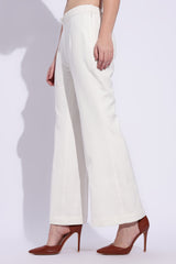 White Cotton canvas bootcut trousers