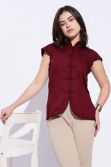 Pure Cotton Mandarin style Maroon top