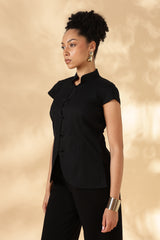 Black khadi Cotton Cheongsam style top