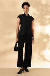 Black khadi Cotton Cheongsam style top