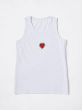 White heart Hand embroidered Cotton Tank Top