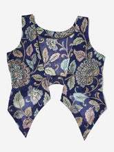 Chanderi Hand kalamkari blue coverup cut Vests