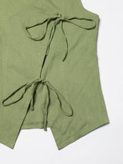 Green Stretch khadi style Tie-Up top