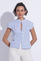 Blue Cotton Stripe Top