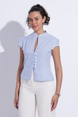 Blue Cotton Stripe Top