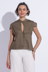 Olive Stretch Cotton Top