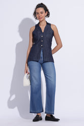 Indigo Denim Waistcoat Top