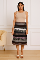 Maba Silk Jacquard upcycled A line Skirt - Grey