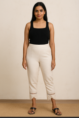 MABA Regular Fit Trousers with Crochet Lace, Pintuck Pleats and Box Opening