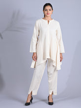 Maba Cotton Ivory Asymetrical High-low Co-ord set