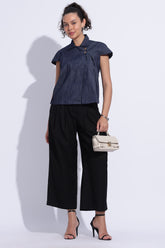 Indigo Denim Cape Top