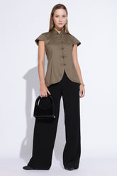 Mandarin Collar Pankou Olive cotton top