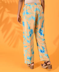 blue, blue pant, blue trouser, blue bottom wear, Mustard, Mustard pant, Mustard trouser, Mustard bottom wear Silk, Silk pant, Silk trouser, Silk bottom wear Pant, Trouser, Casual wear, Bottom Wear, Silk, Tie and dye pants, Elasticated