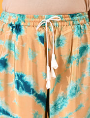 blue, blue pant, blue trouser, blue bottom wear, Mustard, Mustard pant, Mustard trouser, Mustard bottom wear Silk, Silk pant, Silk trouser, Silk bottom wear Pant, Trouser, Casual wear, Bottom Wear, Silk, Tie and dye pants, Elasticated