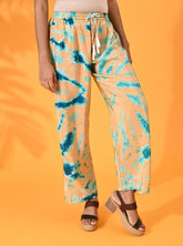 blue, blue pant, blue trouser, blue bottom wear, Mustard, Mustard pant, Mustard trouser, Mustard bottom wear Silk, Silk pant, Silk trouser, Silk bottom wear Pant, Trouser, Casual wear, Bottom Wear, Silk, Tie and dye pants, Elasticated