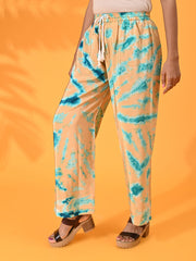 blue, blue pant, blue trouser, blue bottom wear, Mustard, Mustard pant, Mustard trouser, Mustard bottom wear Silk, Silk pant, Silk trouser, Silk bottom wear Pant, Trouser, Casual wear, Bottom Wear, Silk, Tie and dye pants, Elasticated