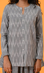 Gray, Gray CO-ord set, Gray Dhoti Pant, Ethnic wear, Cotton, Co-ord Sets, Casual wear, Ikkat Co-ord Set, dhoti, harem pants, Cotton Co-ord set, cotton dhoti, cotton harem pants