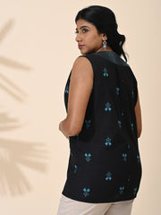 Black, Black tops, Black blouse, Top wear, Cotton, Cotton Top, Cotton Blouse, Sleeveless, V-neck,  Casual wear, Cotton Pink top,