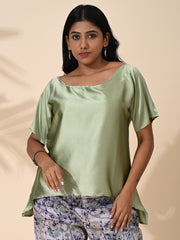 Olive Green, tops, Top wear, Silk, Casual wear, Olive Green top, Olive Green silk top, Olive Green Shade top, Olive Green top, satin Silk top, Satin Top, Green satin silk top. Green Shade top, Green top, Green satin silk top.