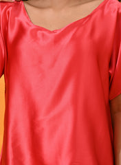 Red, tops, Top wear, Silk, Casual wear, Red top, Red silk top, Red Shade top, Silk top, satin Silk top,