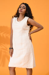 White, Linen, Formal wear / office wear, Dresses, Casual wear, Cream, cream dress, cream short dress, cream midi dress, white dress, white short dress, cream one-piece, cream midi, linen dress, Linen One-piece, Linen dress, linen