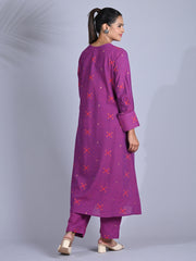 Maba Handwoven Bengal Cotton / Jamdani Purple Co-ord Set
