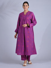 Maba Handwoven Bengal Cotton / Jamdani Purple Co-ord Set