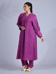 Maba Handwoven Bengal Cotton / Jamdani Purple Co-ord Set