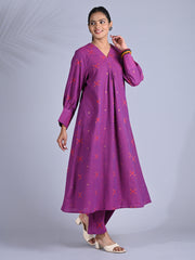 Maba Handwoven Bengal Cotton / Jamdani Purple Co-ord Set