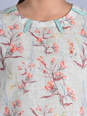 Maba Pure linen Floral print Mint Green Co-ord Set