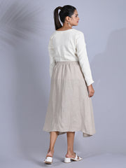 Maba Everyday Beige Cotton Linen Skirt