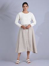 Maba Everyday Beige Cotton Linen Skirt