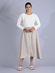 Maba Everyday Beige Cotton Linen Skirt