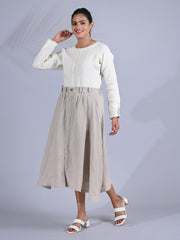 Maba Everyday Beige Cotton Linen Skirt