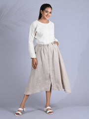 Maba Everyday Beige Cotton Linen Skirt