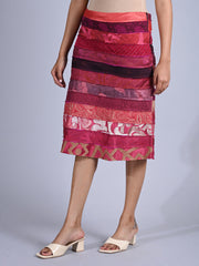 Maba Silk Jacquard upcycled A line Skirt - Pink
