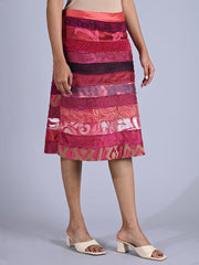 Maba Silk Jacquard upcycled A line Skirt - Pink