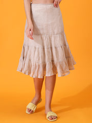 MABA layered Linen Skirt - Beige