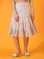 MABA layered Linen Skirt - Beige