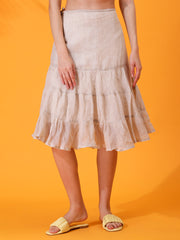 MABA layered Linen Skirt - Beige