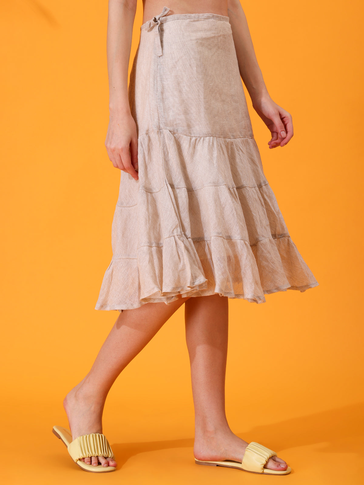 MABA layered Linen Skirt - Beige