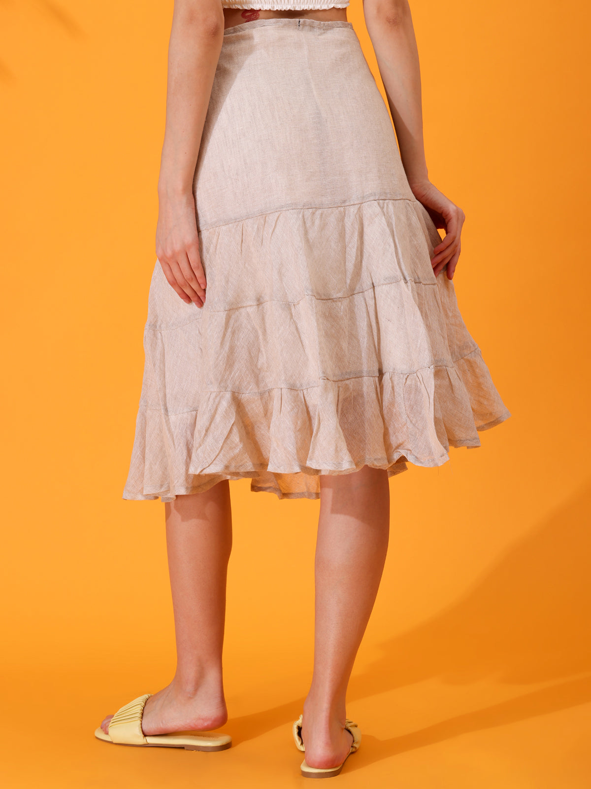 MABA layered Linen Skirt - Beige