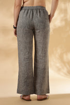 Grey Wide legged handwoven 100% linen trouser